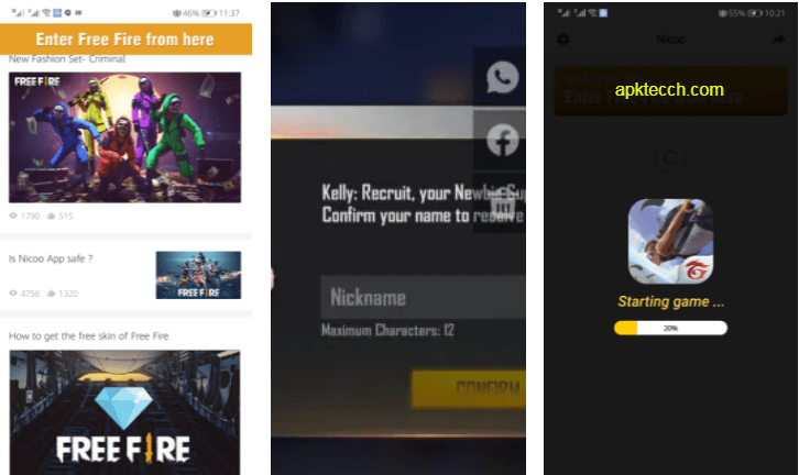 nicoo free fire hack application screenshots